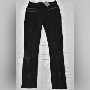 RETAIL $298 NWT QUINN - black moto zipper leggings lounge pants large